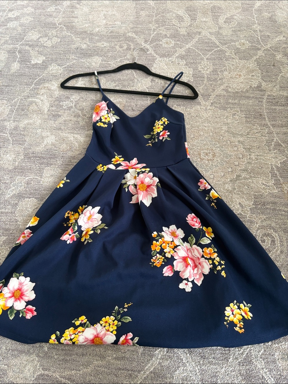Women’s  Navy Floral Fit-and-Flare Dress